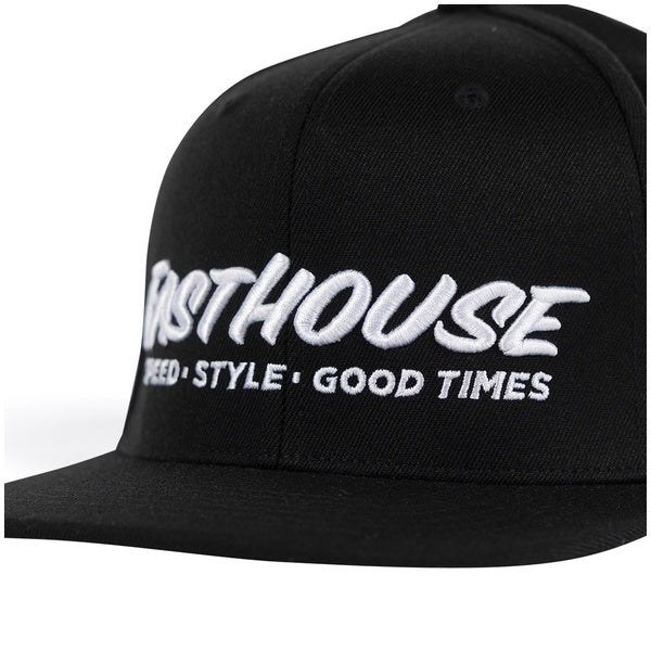 Fasthouse Clear Cut Hat in Black, rear and closure detail