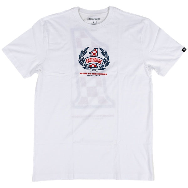 Fasthouse Heroes Tee in White, front view