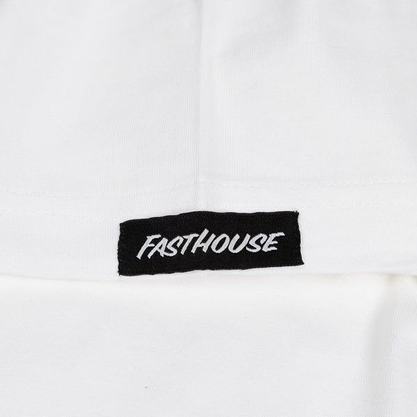 Fasthouse Heroes Tee in White, fabric and branding detail