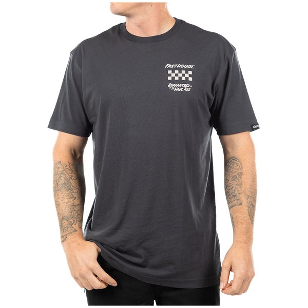 Fasthouse All Out Tee in Graphite Black, model wearing front view