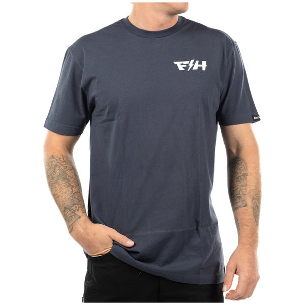 Fasthouse Pillar Tee in Indigo, model wearing front view