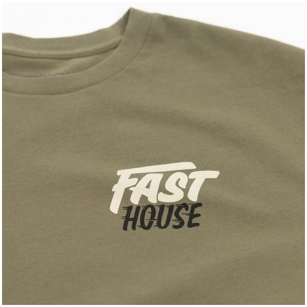 Fasthouse Steadfast Tee in Olive, back graphic detail