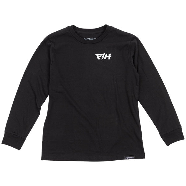 Fasthouse Pillar Youth Long Sleeve Tee in Black, front view