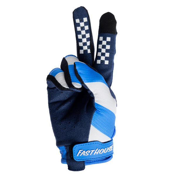 High-resolution studio image of Fasthouse - Elrod Ether Gloves; showing stitching detail and grip areas; SKU 3930302203; Sizes: XS-2XL