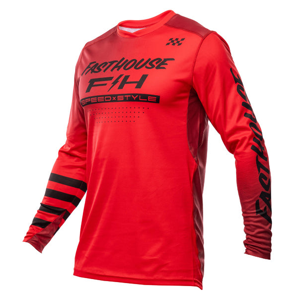 High-resolution studio image of Fasthouse - Elrod Ether Jersey; showing fabric texture, panel layout, and graphics; SKU 3931302204; Sizes: S-3XL