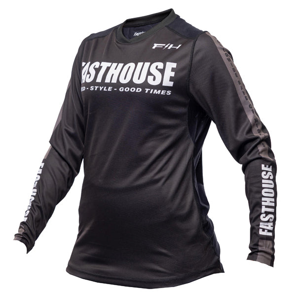 Studio photo on a white background of Fasthouse - Elrod Storm Jersey (Womens); showing fabric texture, panel layout, and graphics; SKU 3931309573