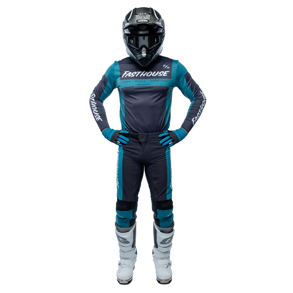 High-resolution studio image of Fasthouse - Helix Monaco Jersey, Pant Combo; showing fabric texture, panel layout, and graphics; SKU 1758152870