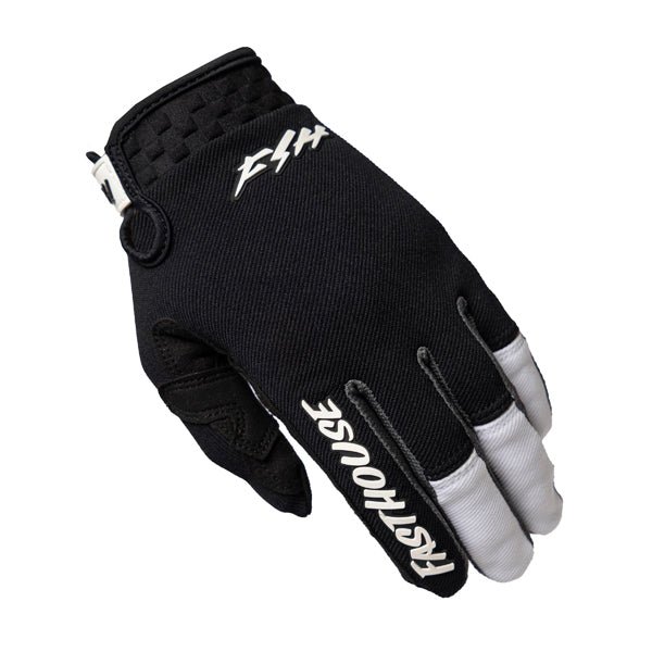Clean studio shot of Fasthouse - Speed Style Hudson Gloves; showing stitching detail and grip areas; SKU 3930505903; Colors: Black/White, Blue/Red