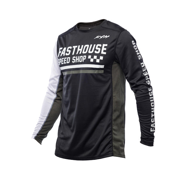 High-resolution studio image of Fasthouse - Grindhouse Hudson Jersey (Youth); showing fabric texture, panel layout, and graphics; SKU 3931202153