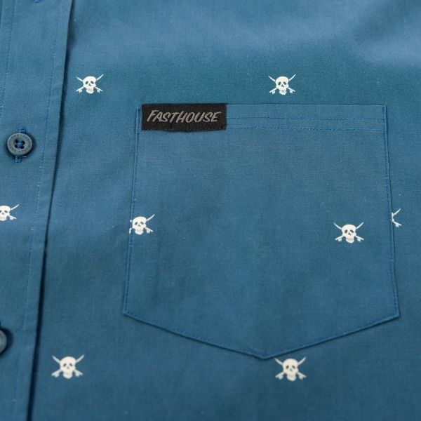 Fasthouse - Jasper Button Up Shirt (Youth) casual t-shirt in Blue alternate product view 2 sku 3415230254 - alternate view