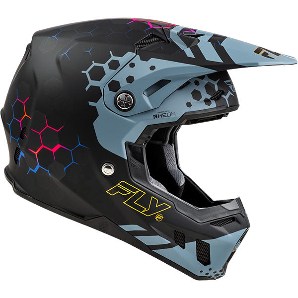 studio product photo of product in Matte Black/Slate/Blue for dirt bike, motocross, off road. SKU 73-433L.