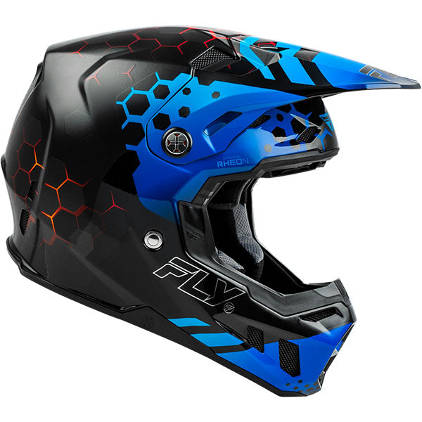 studio product photo of product in Matte Black/Slate/Blue for dirt bike, motocross, off road. SKU 73-433S.