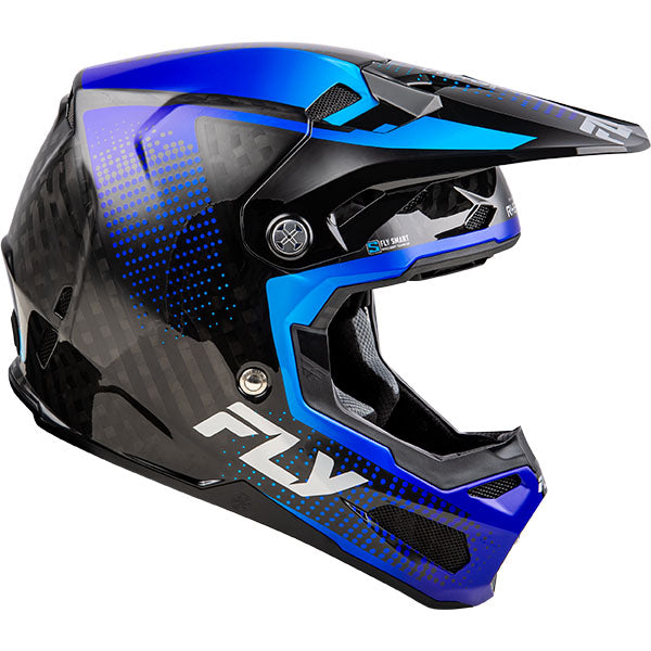studio product photo of product in Black Carbon/Blue for dirt bike, motocross, off road. SKU 73-446S.
