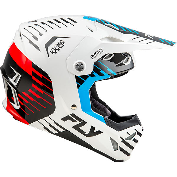 studio product photo of product in White/Red/Cyan for dirt bike, motocross, off road. SKU 73-005L.