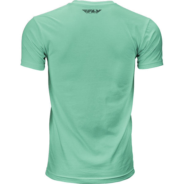 Crisp studio image on a white background of Fly Racing F-wing Tee; showing tee fit, printed graphics, and crew neckline; SKU 352-0611S; Sizes: S-2XL