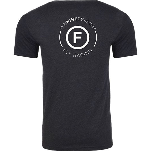 High-resolution studio image of Fly Racing Fly Atom Tee; showing tee fit, printed graphics, and crew neckline; SKU 354-0317S; Sizes: S-2XL
