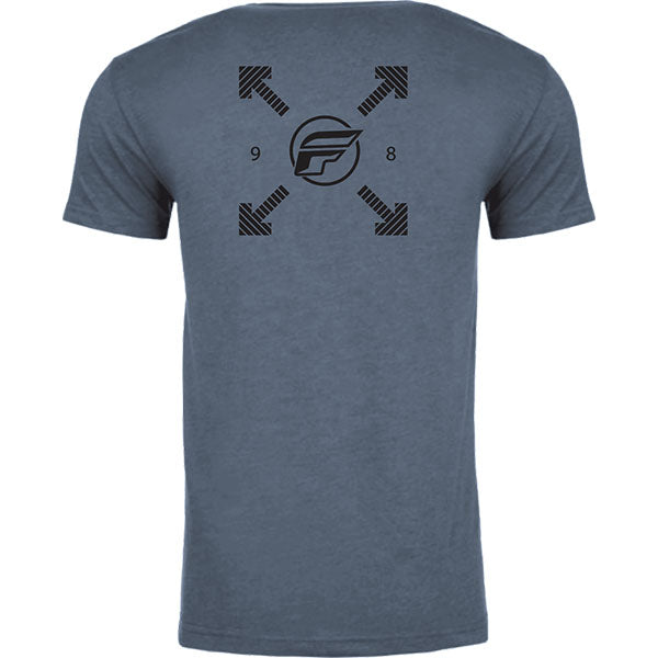 High-resolution studio image of Fly Racing Fly Lost Tee; showing tee fit, printed graphics, and crew neckline; SKU 354-0322S; Sizes: S-2XL