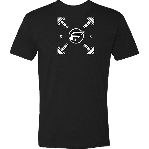 Crisp studio image on a white background of Fly Racing Fly Lost Tee; showing tee fit, printed graphics, and crew neckline; SKU 354-0322S; Sizes: S-2XL