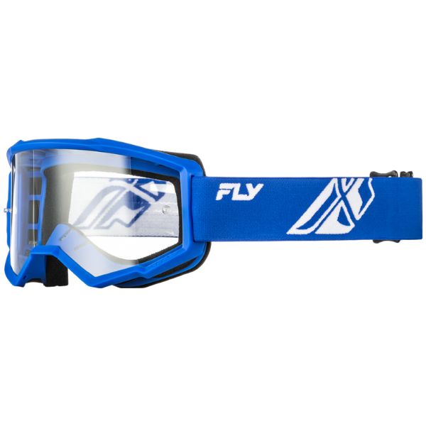 Studio view of fly-racing-focus-goggle, in Blue and White, on a white studio background, (SKU 37-51162) | Available at BTO Sports.