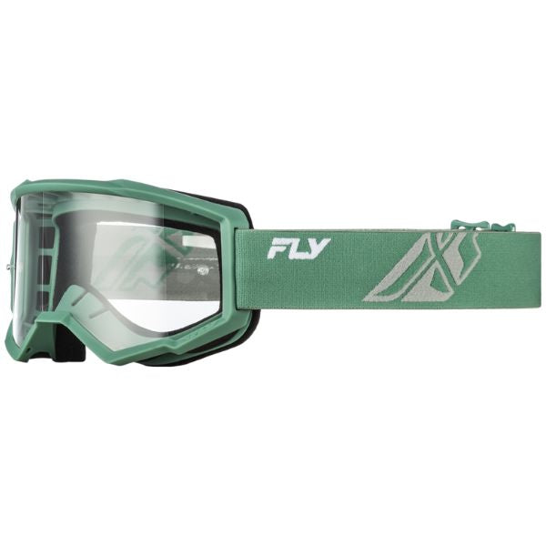Studio view of fly-racing-focus-goggle, in Olive and Grey, on a white studio background, (SKU 37-51163) | Available at BTO Sports.