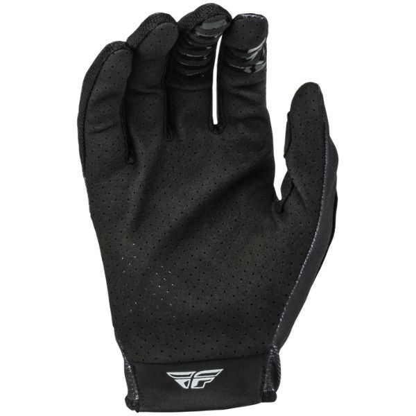 Product of Fly Racing MX23 376 710 Lite Gloves black, grey 2 motocross gloves showing fit, construction, and colorway | Available at