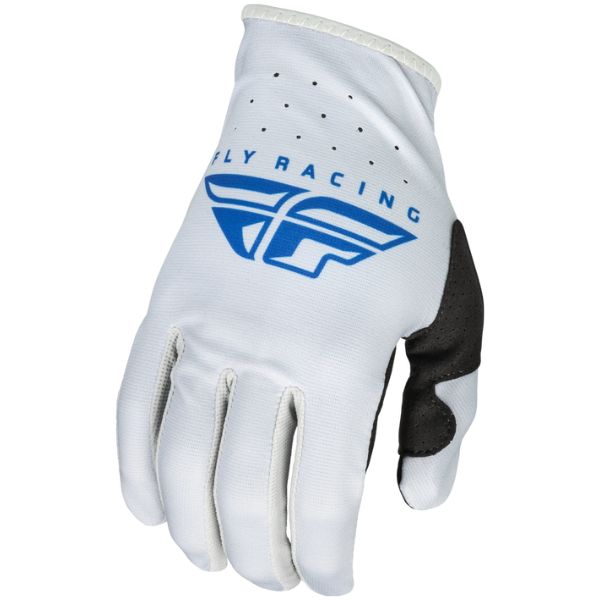 Product of Fly Racing MX23 376 716 Lite Gloves grey, blue 1 motocross gloves showing fit, construction, and colorway | Available at