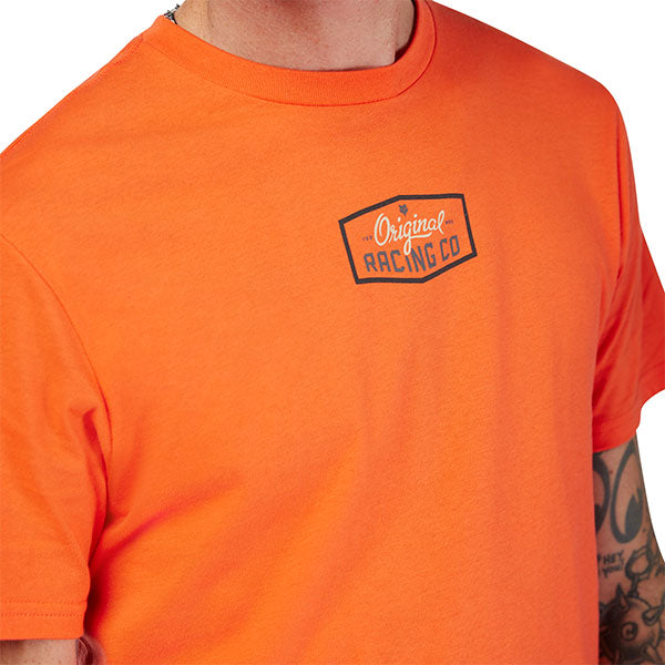 Professional studio photo of Fox Racing Original Premium Tee; showing tee fit, printed graphics, and crew neckline; SKU 33832-472-S; Sizes: S-2XL