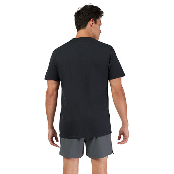 Studio photo on a white background of Fox Racing Elevated Premium Tee; showing tee fit, printed graphics, and crew neckline; SKU 33432-001-S