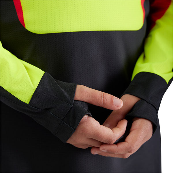 Rear flat lay of Youth Ranger Drive Jersey in Black (SKU: 33553-130) with ergonomic paneling