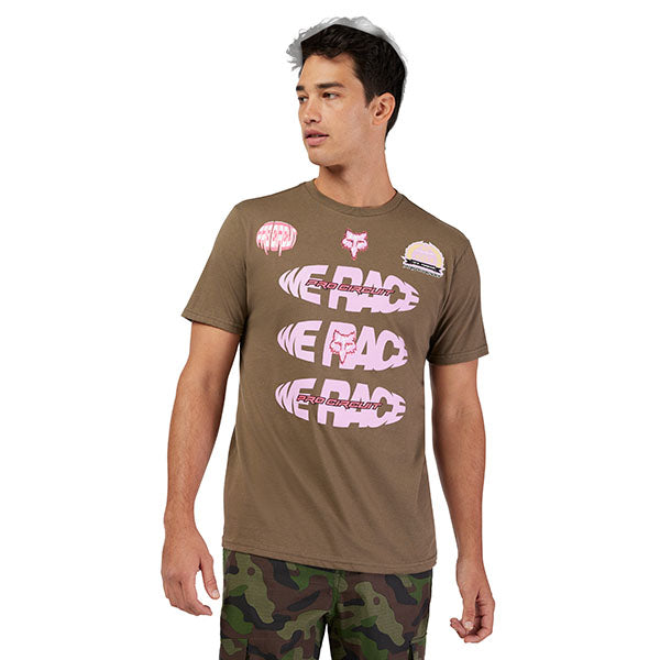 Clean studio shot of Fox Racing Pro Circuit Tee; showing tee fit, printed graphics, and crew neckline; SKU 33425-001-S; Sizes: S-2XL
