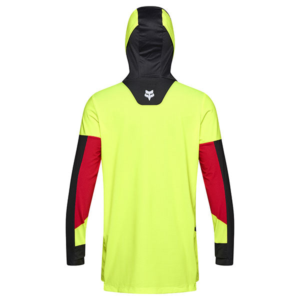 Rear view of Black jersey with extended drop tail and breathable mesh zones