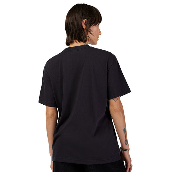 High-resolution studio image of Fox Racing Elevated Tee (Womens); showing tee fit, printed graphics, and crew neckline; SKU 33597-001-XS; Sizes: XS-XL