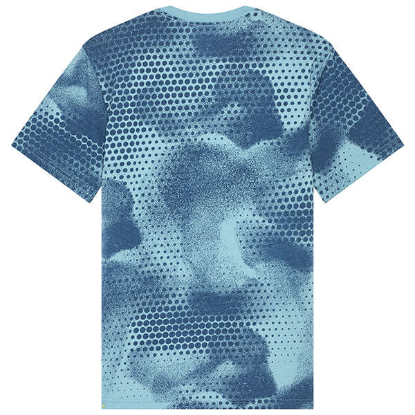 Crisp studio image on a white background of Fox Racing AOP Tech Tee; showing tee fit, printed graphics, and crew neckline; SKU 33405-402-S; Sizes: S-2XL