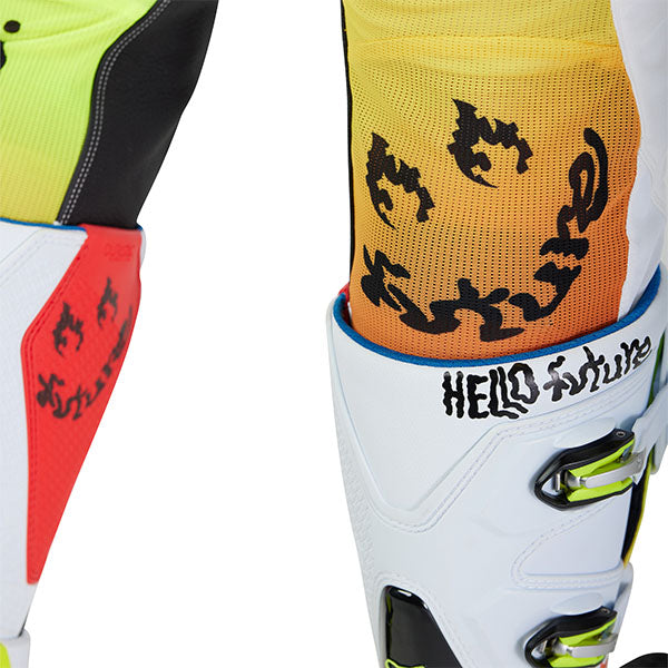 Side angle of White Hello Future Pants (SKU: 33542-008), emphasizing ergonomic cut