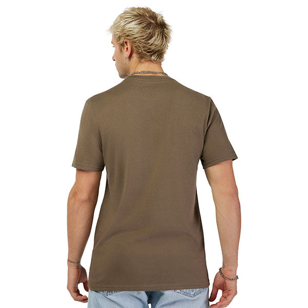 Studio photo on a white background of Fox Racing Worldwide Premium Tee; showing tee fit, printed graphics, and crew neckline; SKU 33825-001-S