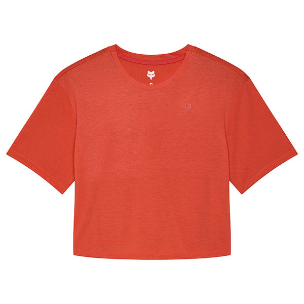 Studio photo on a white background of Fox Racing Forums Tech Tee (Womens); showing tee fit, printed graphics, and crew neckline; SKU 33594-001-XS