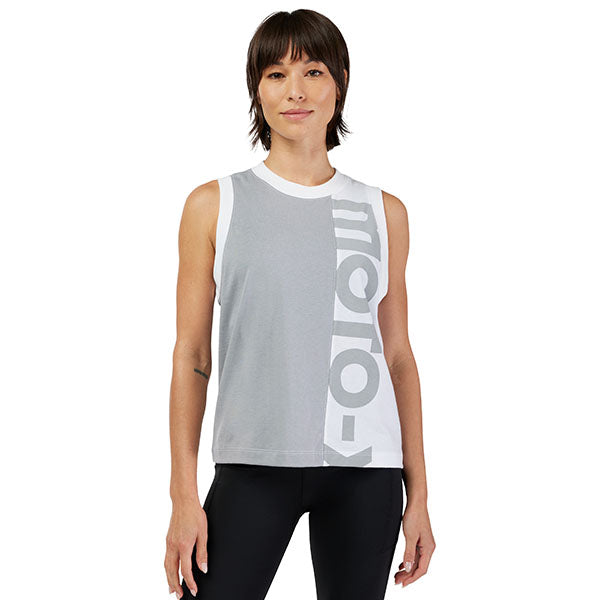 Studio photo on a white background of Fox Racing; showing sleeveless cut, hem shape, and printed or woven branding; SKU 33596-008-L