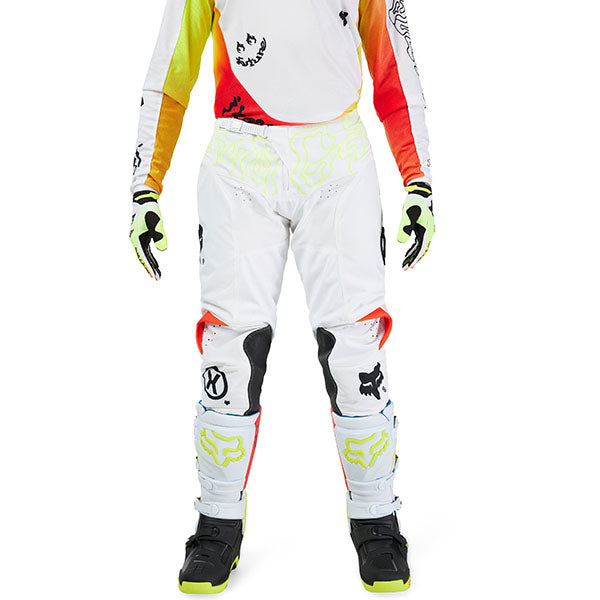Left side profile of White Hello Future Pants (SKU: 33542-008), showing TruMotion® stretch zones