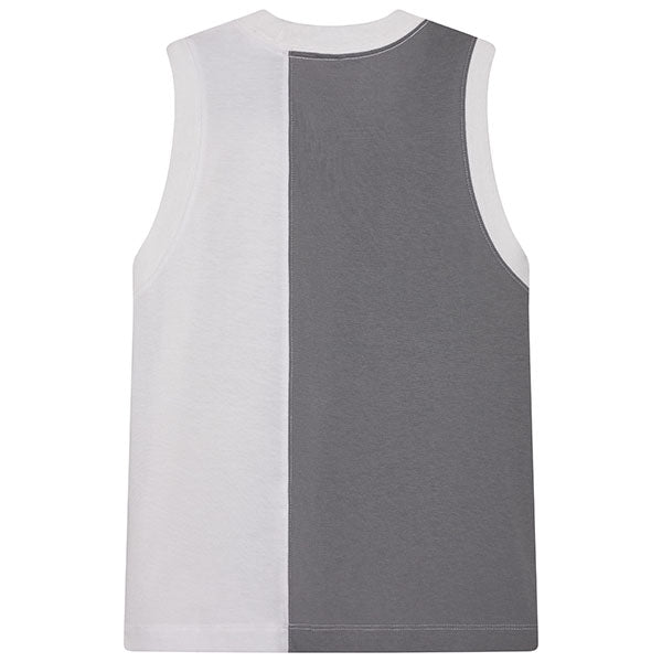High-resolution studio image of Fox Racing Moto-X Blocked Tank Top; showing sleeveless cut, hem shape, and printed or woven branding; SKU 33596-001-XS