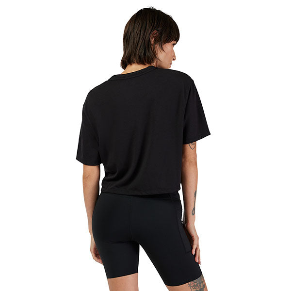 Clean studio shot of Fox Racing Forums Tech Tee (Womens); showing tee fit, printed graphics, and crew neckline; SKU 33594-001-XS; Sizes: XS-XL