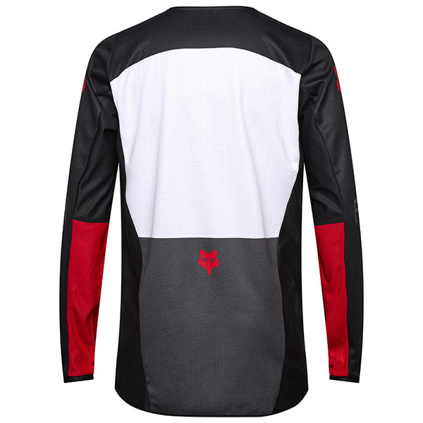 Side view of Black/White 180 Flow Jersey (SKU: 33702-077), showing sleeve fit and venting