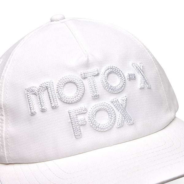 Side view of Fox Racing Moto-X Hat in White, highlighting curved bill and structured fit