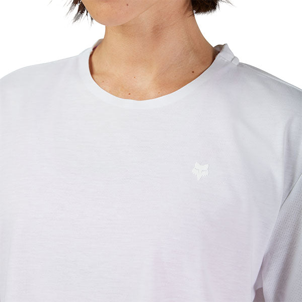 Crisp studio image on a white background of Fox Racing Forums Tech Tee (Womens); showing tee fit, printed graphics, and crew neckline; SKU 33594-001-XS