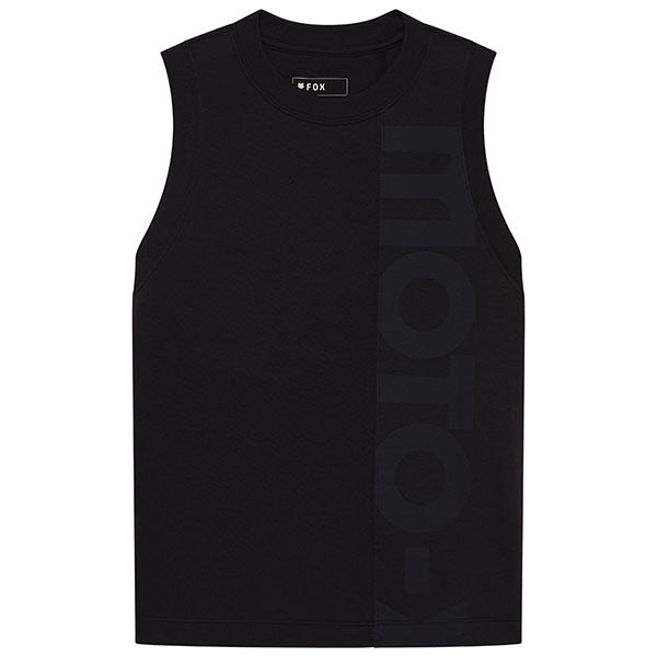 Professional studio photo of Fox Racing Moto-X Blocked Tank Top; showing sleeveless cut, hem shape, and printed or woven branding; SKU 33596-001-XS