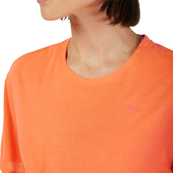 Studio photo on a white background of Fox Racing Forums Tech Tee (Womens); showing tee fit, printed graphics, and crew neckline; SKU 33594-001-XS