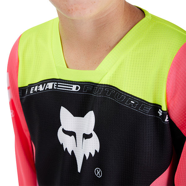 Close-up of sleeve graphics and stitching on Pink Youth 180 Elevated Jersey (SKU: 33551-170)