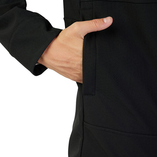 Close-up of waterproof zipper and pocket seams on Pit Jacket in Black, SKU 33688-001