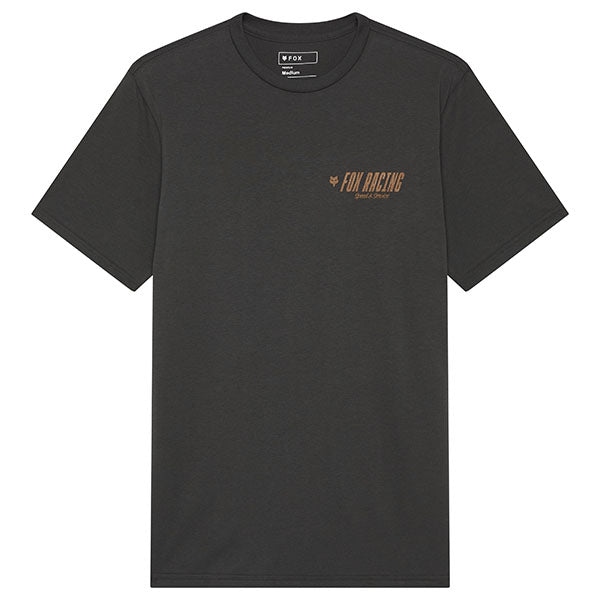 Crisp studio image on a white background of Fox Racing Billboard Premium Tee; showing tee fit, printed graphics, and crew neckline; SKU 33431-330-S