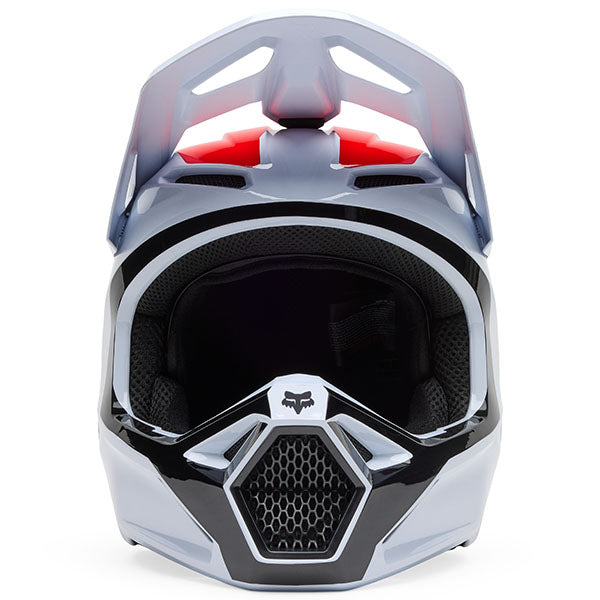 Right side profile of Black/White V1 Flow Helmet (SKU: 33701-077), highlighting shell contour and graphic symmetry, sizes XS, SM, MD, LG, XL, size XS, sizes XS to XL.