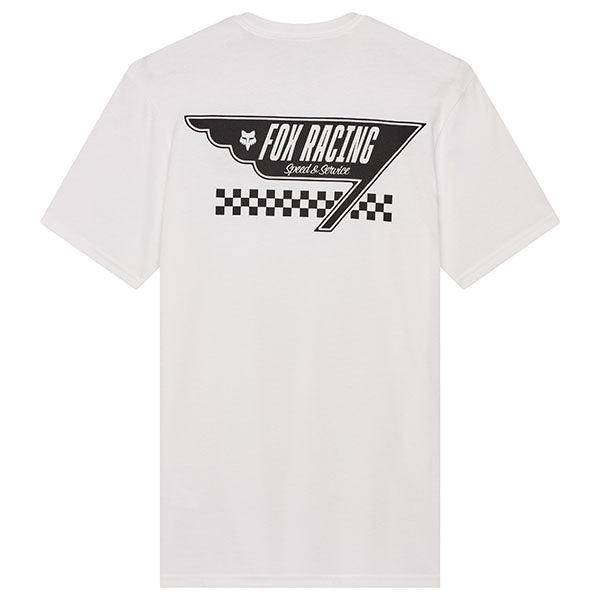 Professional studio photo of Fox Racing Billboard Premium Tee; showing tee fit, printed graphics, and crew neckline; SKU 33431-330-S; Sizes: S-2XL